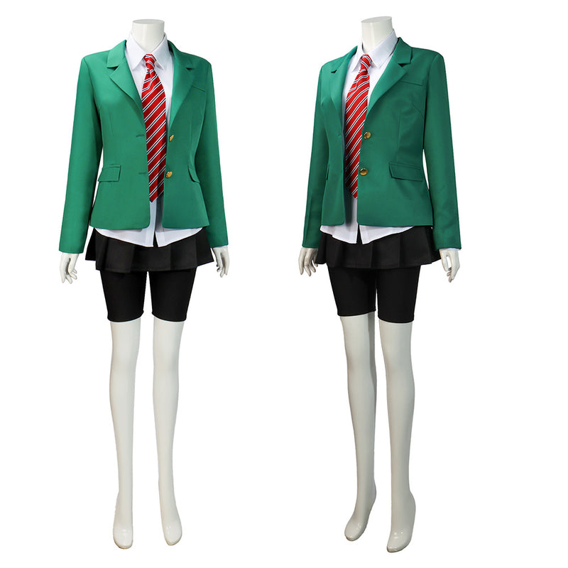 Tomo-chan Is a Girl! Tomo Aizaw Women Green Suit Carnival Halloween Cosplay Costume