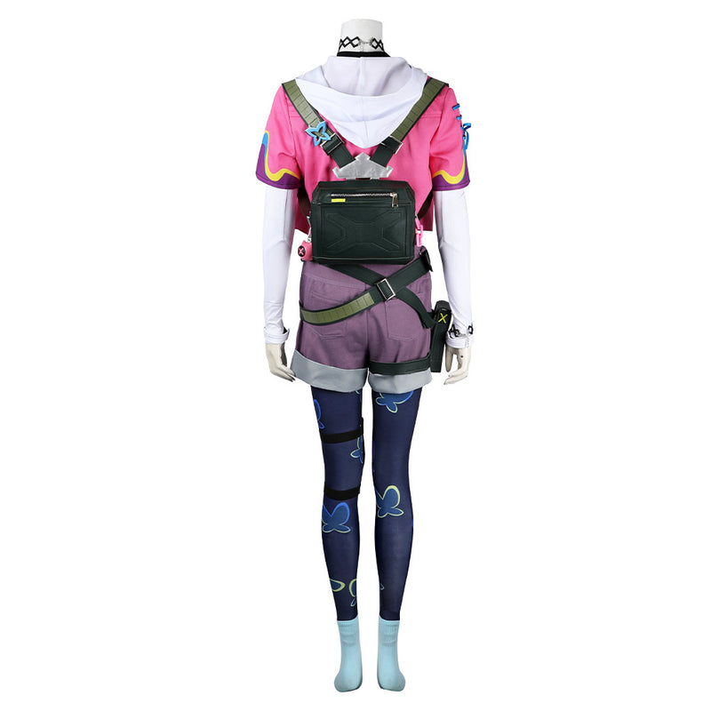 Valorant Game Clove Women Pink Top Pants Set Party Carnival Halloween Cosplay Costume