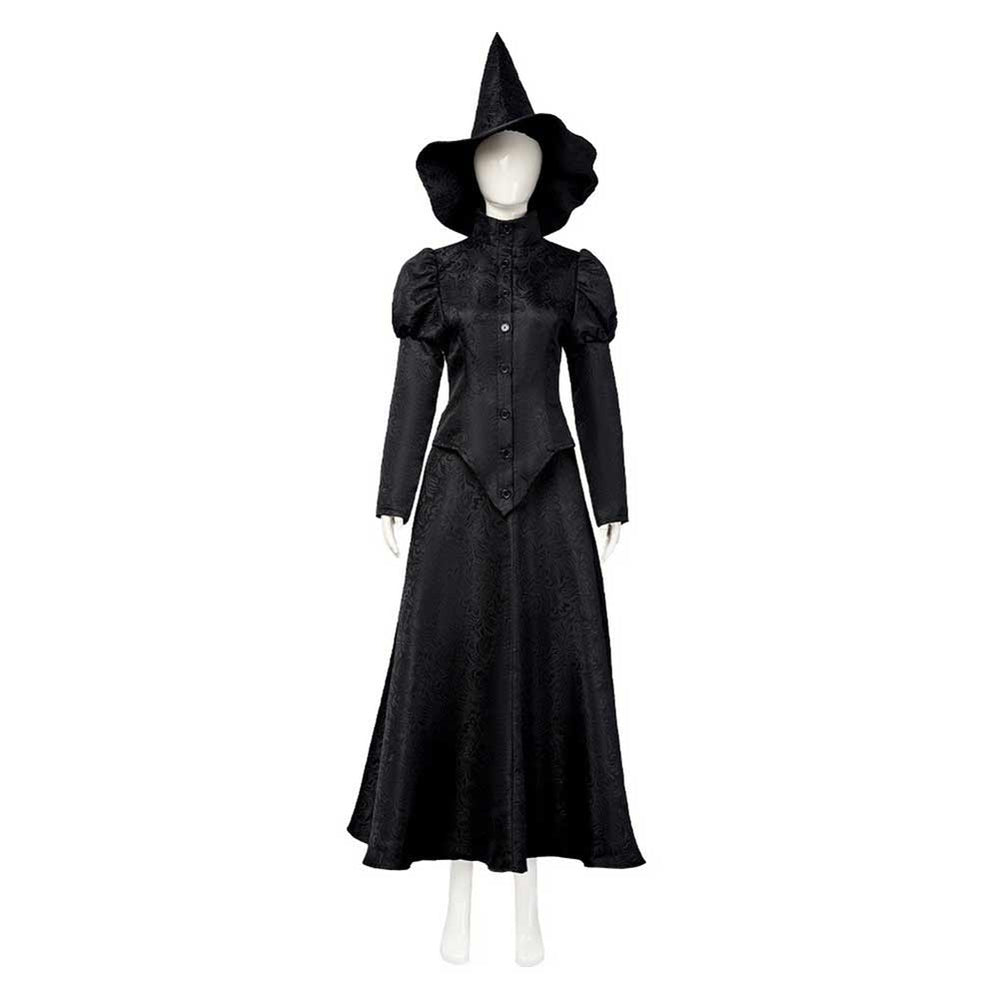 Wicked 2024 Movie Elphaba Thropp Women Black Dress Party Carnival Halloween  Cosplay Costume