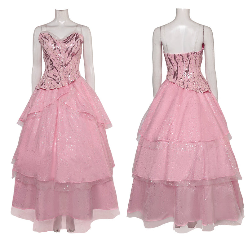 Wicked 2024 Movie Glinda Women Pink Dress Party Carnival Halloween Cosplay Costume