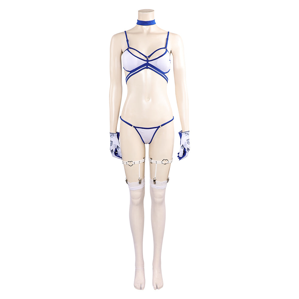 Women Blue And White Bikini Set Swimsuit Sexy Outfit Carnival Halloween Cosplay Costume Women Blue And White Bikini Set Swimsuit Sexy Outfit Carnival Halloween Cosplay Costume