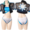 Women Blue Bikini Set Swimsuit Cover Up Outfit Carnival Halloween Cosplay Costume