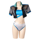 Women Blue Bikini Set Swimsuit Cover Up Outfit Carnival Halloween Cosplay Costume