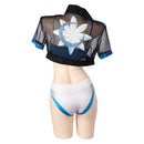 Women Blue Bikini Set Swimsuit Cover Up Outfit Carnival Halloween Cosplay Costume