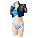 Women Blue Bikini Set Swimsuit Cover Up Outfit Carnival Halloween Cosplay Costume
