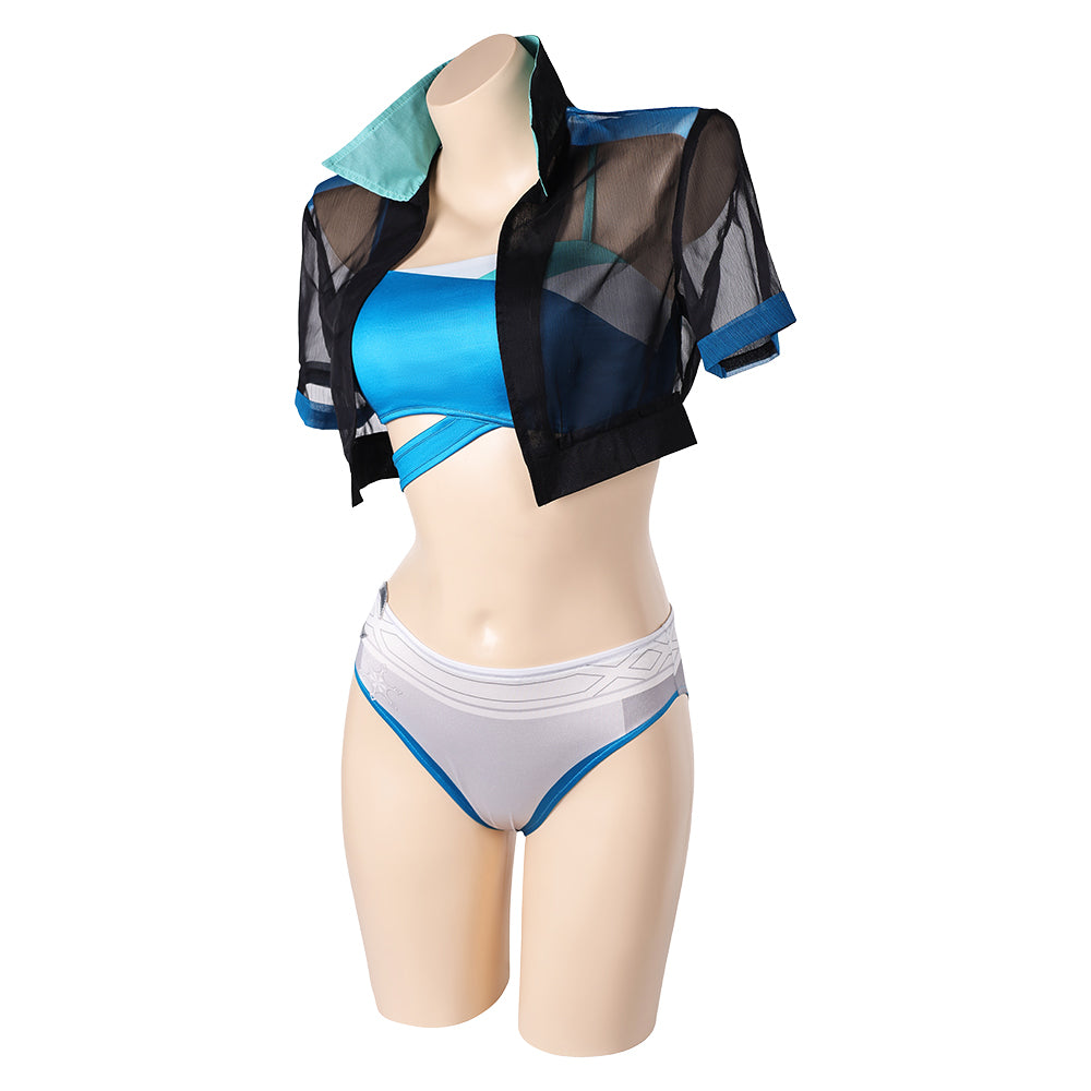 Dead or Alive Monica Women Blue Swimsuit Carnival Halloween Cosplay Costume
