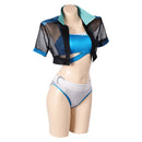 Women Blue Bikini Set Swimsuit Cover Up Outfit Carnival Halloween Cosplay Costume
