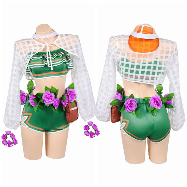 Women Green Beach Swimsuit Sunshine Costume Carnival Halloween Cosplay Costume