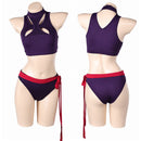 Women Purple Swim Tankini Swimsuit Carnival Halloween Cosplay Costume
