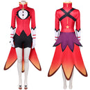 Women Top Pants With Gloves 3 Pieces Red Full Set Carnival Halloween Cosplay Costume