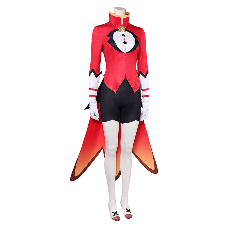 Women Top Pants With Gloves 3 Pieces Red Full Set Carnival Halloween Cosplay Costume