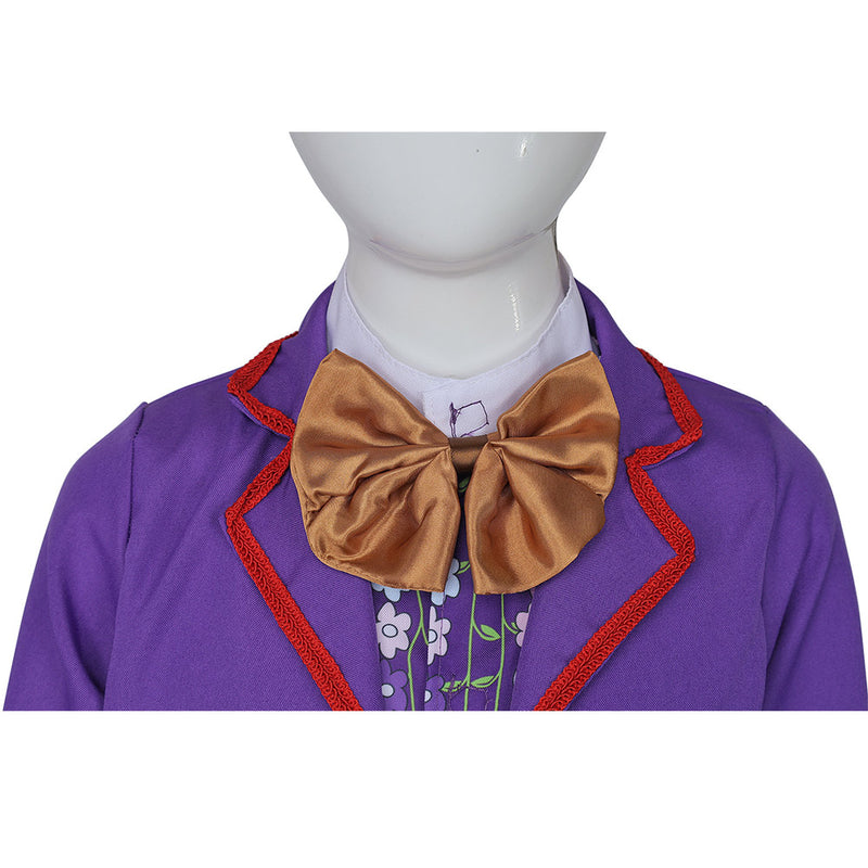 Wonka 2023 Movie Wonka Kids Children Purple Suit Party Carnival Halloween Cosplay Costume