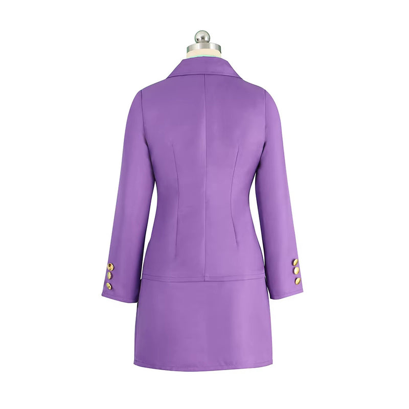 Yoshikage Kira Purple Gender Bend Suit Dress Women Halloween Carnival Party Cosplay Costume Yoshikage Kira Purple Gender Bend Suit Dress Women Halloween Carnival Party Cosplay Costume