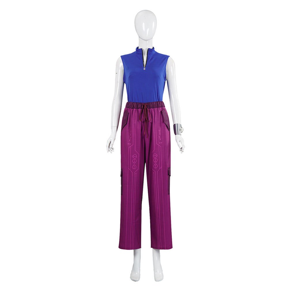 Zombies 4: Dawn of the Vampires Addison Wells Women Blue And Purple Outfit  Cosplay Costume