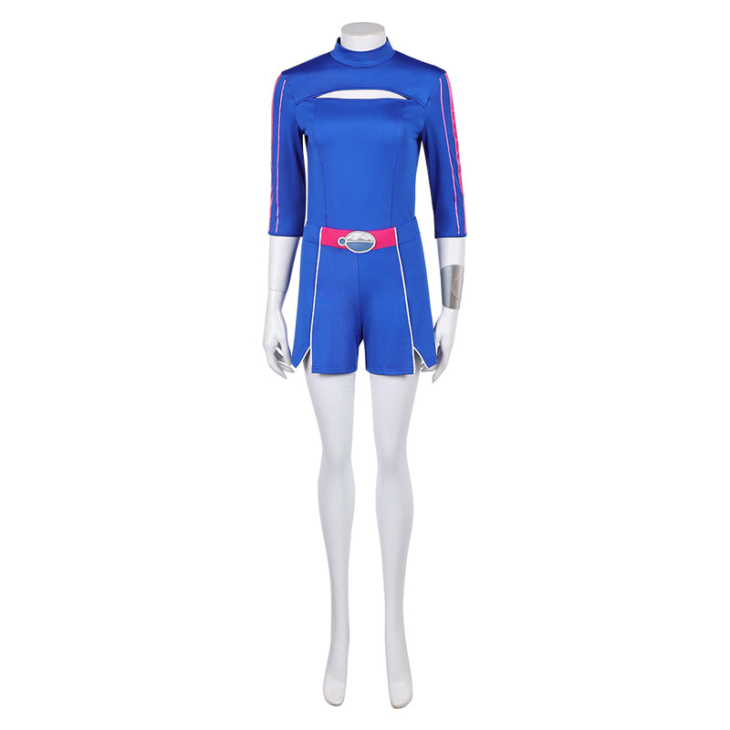 Zombies 4: Dawn of the Vampires Addison Wells Women Blue Top Shorts Set Cosplay Costume