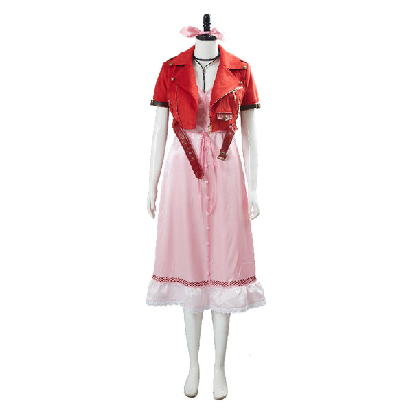 Final Fantasy VII 7 Aeris Aerith Gainsborough Pink Dress Outfit Cosplay Costume