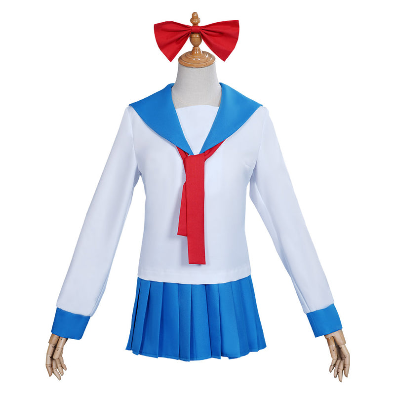 Poputepipikku Pop Team Epic Popuko Pipimi Blue Uniform Skirt Outfits Halloween Carnival Suit Cosplay Costume