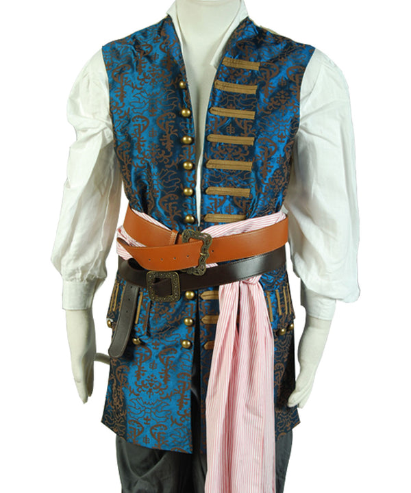 Pirates Blue Vest Cosplay Costume Halloween Suit
