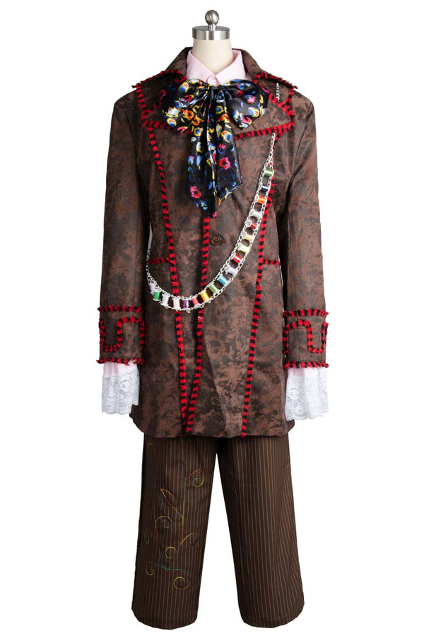 Alice In Wonderland Johnny Depp Mad Hatter Jacket Pants Tie 6 pcs Cosplay Costume