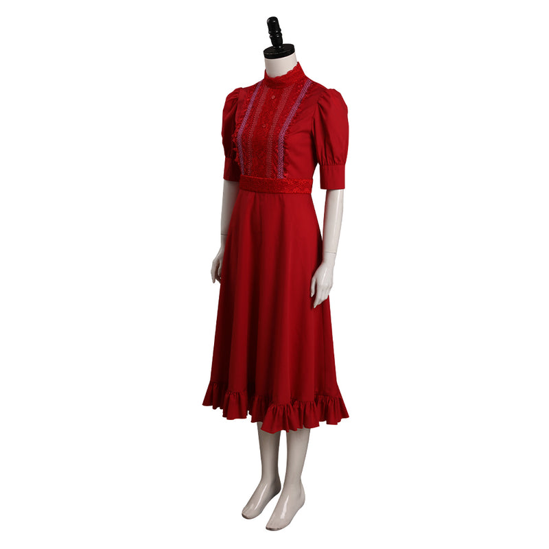 Pearl (2022) Pearl Red Dress Outfits Halloween Carnival Suit Cosplay Costume