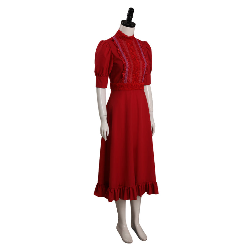 Pearl (2022) Pearl Red Dress Outfits Halloween Carnival Suit Cosplay Costume