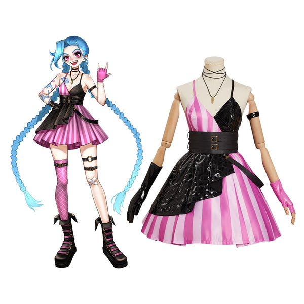 LoL Jinx Original Design Cosplay Costume Goth Lolita Dress Outfits-cossky®