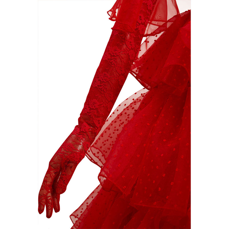 Movie Beetlejuice Lydia Deetz / Beetlejuice Cosplay Costume Red Wedding Outfits Halloween Carnival Suit
