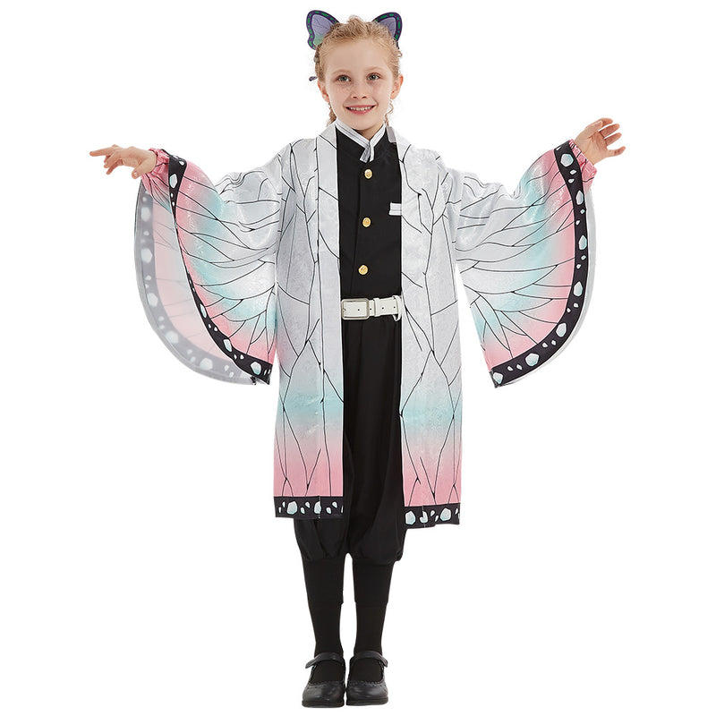 Kids Children  Kochou Shinobu Full Set Cosplay Costume Halloween Carnival Suit
