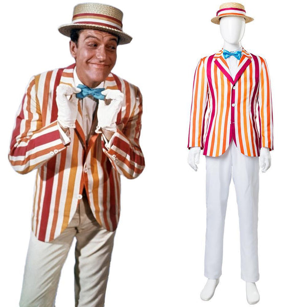 Mary Poppins 1964 Film Bert Dick Van Dyke Suit Cosplay Costume