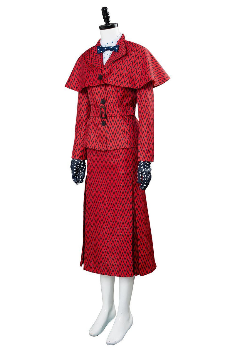 2018 Mary Poppins Returns Costume Mary Poppins Dress Hat Red Version