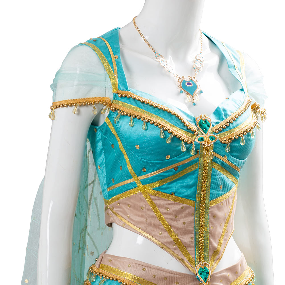 Adult Aladdin Naomi Scott Princess Jasmine Peacock Outfit Cosplay Costume