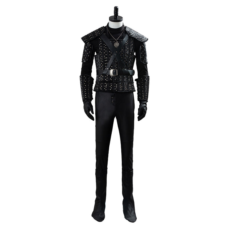 The Witcher Geralt of Rivia Black Uniform Halloween Cosplay Costume