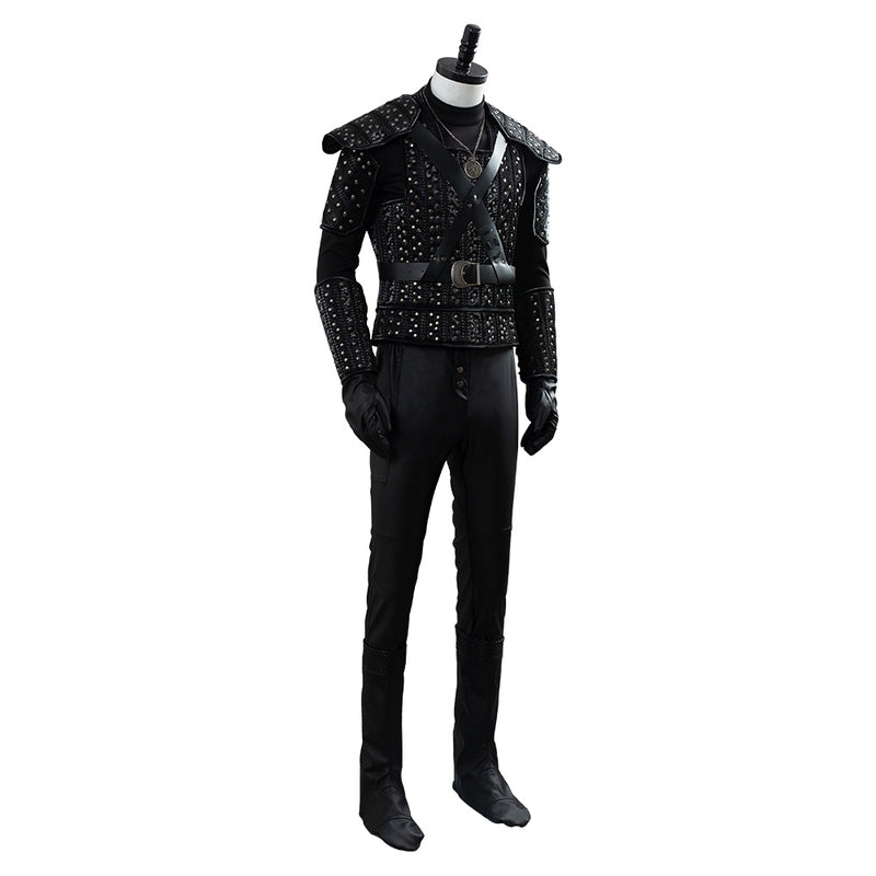 The Witcher Geralt of Rivia Black Uniform Halloween Cosplay Costume