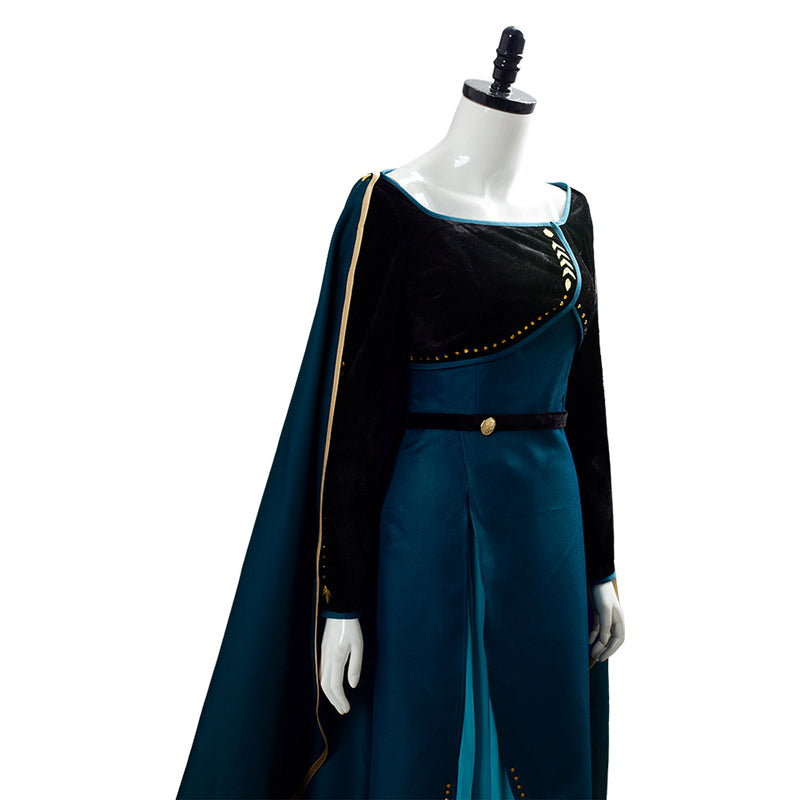 Frozen 2 Queen Anna Coronation Gown Dark Green Dress Cosplay Costume
