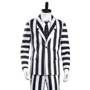 Beetlejuice Adam Men Black and White Striped Suit Jacket Shirt Pants Outfits Halloween Carnival Costume Cosplay Costume