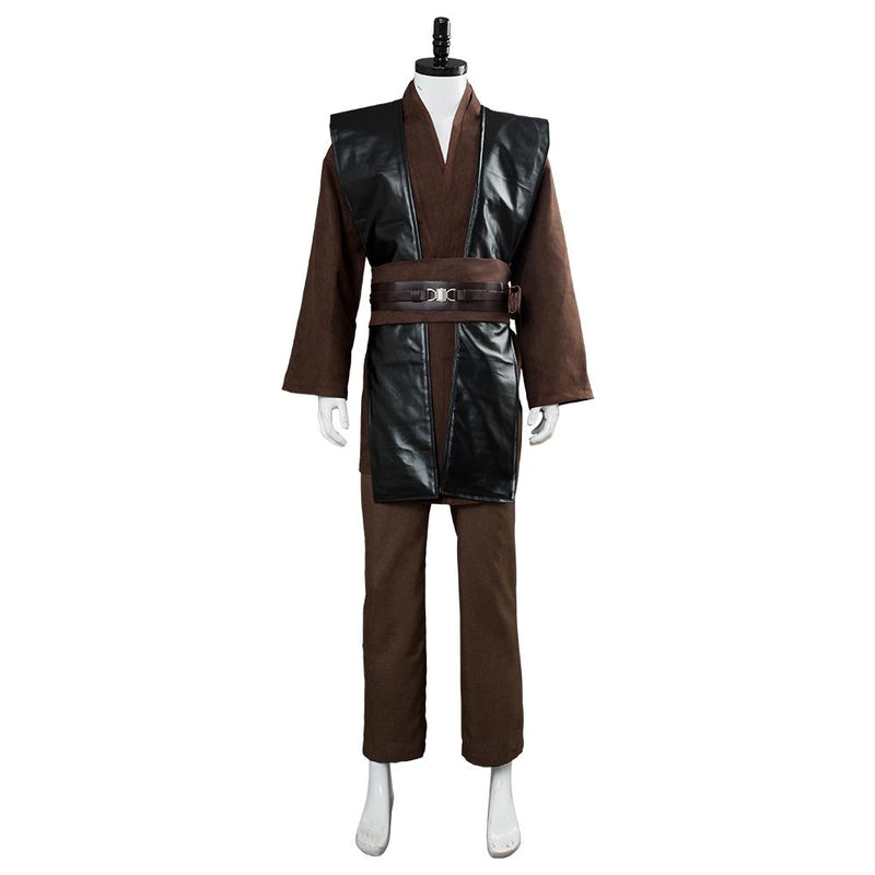 Mens Jedi Anakin Skywalker Cosplay Costume Knight Tunic Uniform Brown Vision