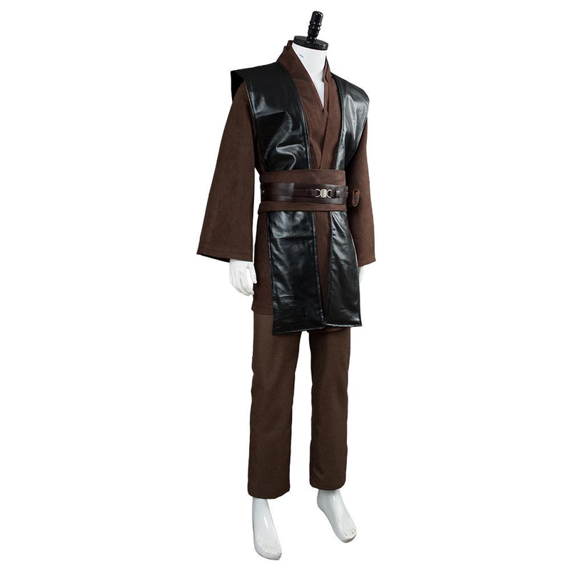 Mens Jedi Anakin Skywalker Cosplay Costume Knight Tunic Uniform Brown Vision