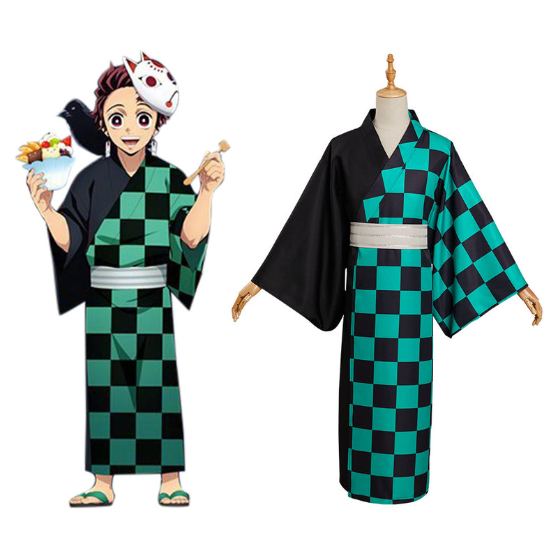 Kamado Tanjirou Summer Kimono Outfits Halloween Carnival Suit