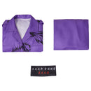 Japanese Bosozoku Kimono Cosplay Costume Purple Coat Pants Outfits Halloween Carnival Suit