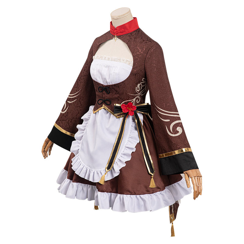 Genshin Impact—Hu Tao Cosplay Costume Maid Dress Outfits Halloween Carnival Suit