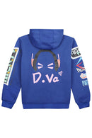 D.va Song hana fleece zip-up Hoodie hooded Sweatshirt Blue