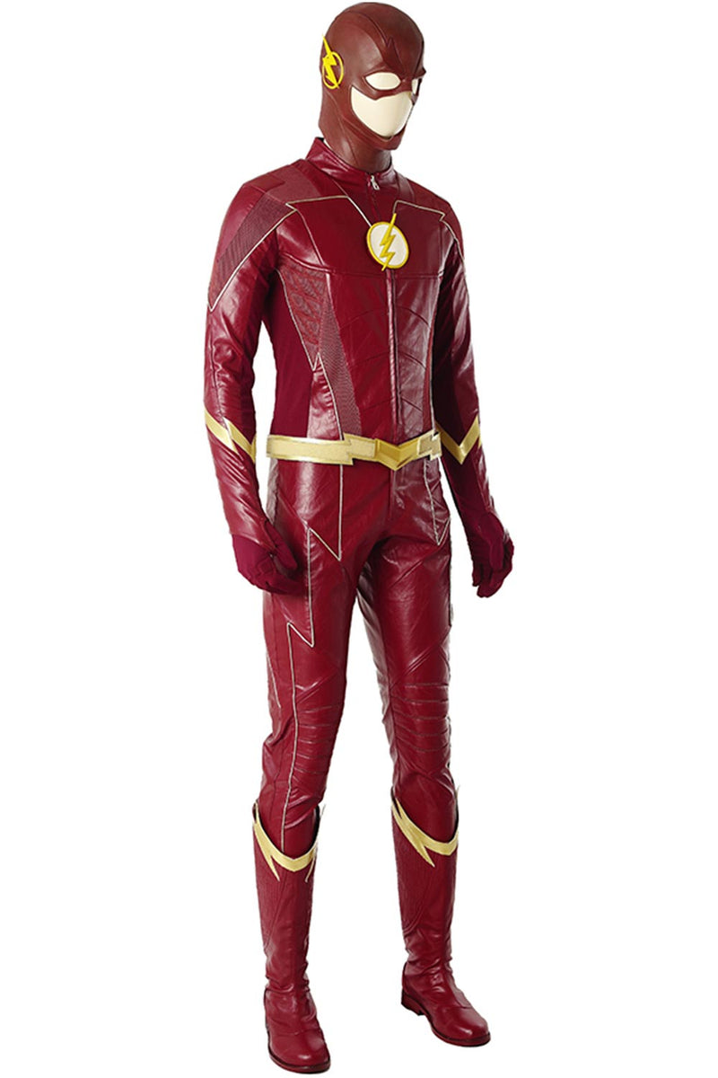 The Flash Season 4 Barry Allen Flash Outfit jumpsuit uniform Cosplay Costume+shoes whole set