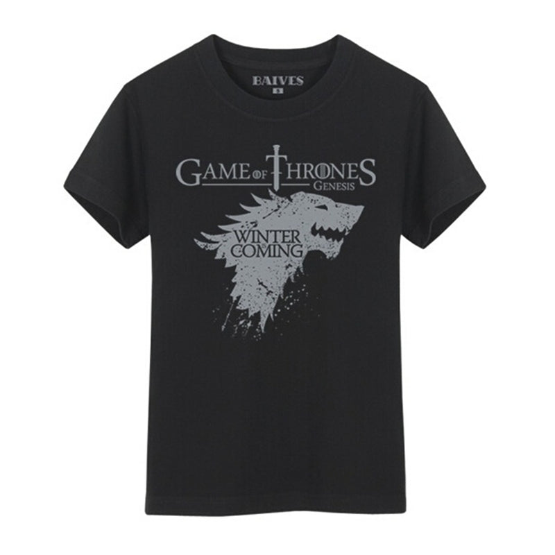 Game of Thrones Winter Is Coming Stark Black T-Shirt Men Ver.