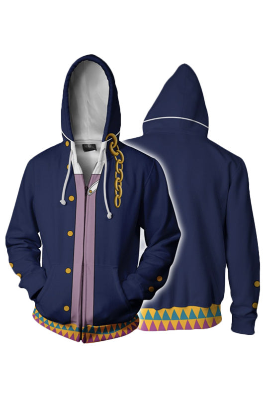 Teen Hoodie JoJo's Bizarre Adventure Kujo Jotaro 3D Zip Up Sweatshirt Unisex