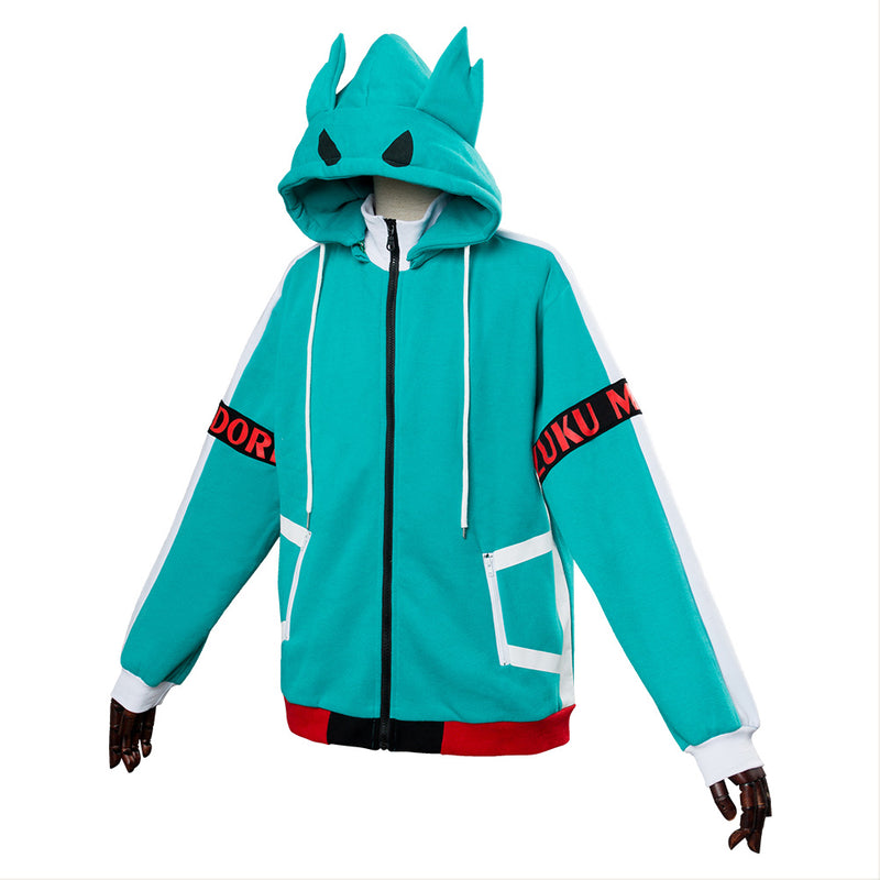 Teen Hoodie  Boku no Hero Izuku Midoriya Deku Zip Up Sweatshirt Unisex