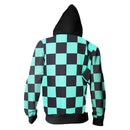 Unisex  Kamado Tanjirou Kisatsutai Cosplay Hoodies Long Sleeve Zip Up Sweatshirt