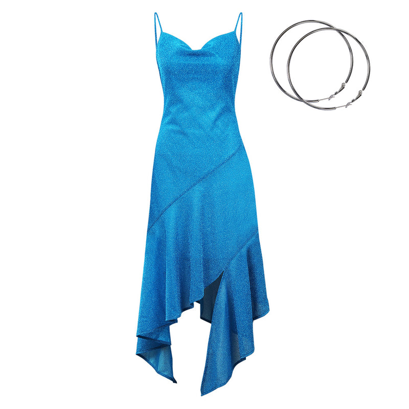 disco dress womens Women 1970S Vintage Disco Dress Asymmetric Camisole Dress Cosplay Costume Halloween Carnival Suit