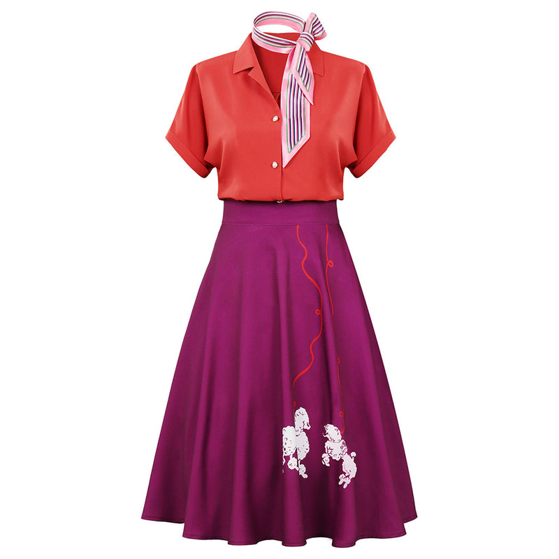 Women 1950s Poodle Rockabilly Retro Swing Dress Grease Fancy Dress