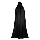 Witch Wizard Hooded Robe Cosplay Costume Black Velvet Lace Contrasting Color Cloak Outfits