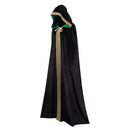 Witch Wizard Hooded Robe Cosplay Costume Black Velvet Lace Contrasting Color Cloak Outfits